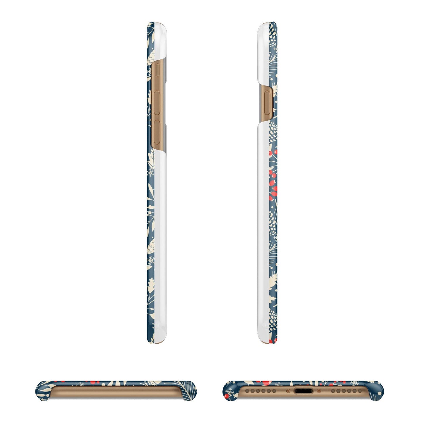 Christmas Floral Apple iPhone 7 8 3D Wrap Snap Case Angled Images