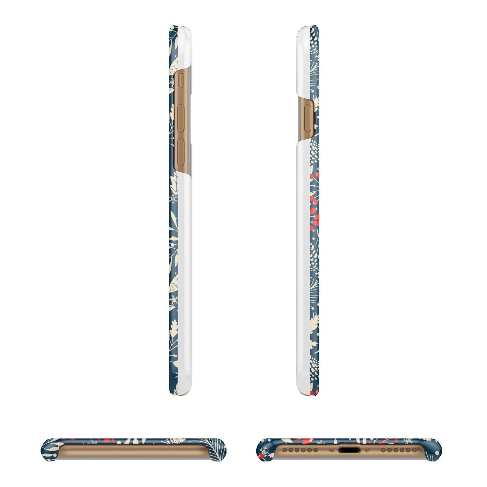 Christmas Floral Apple iPhone 7 8 3D Wrap Snap Case Angled Images