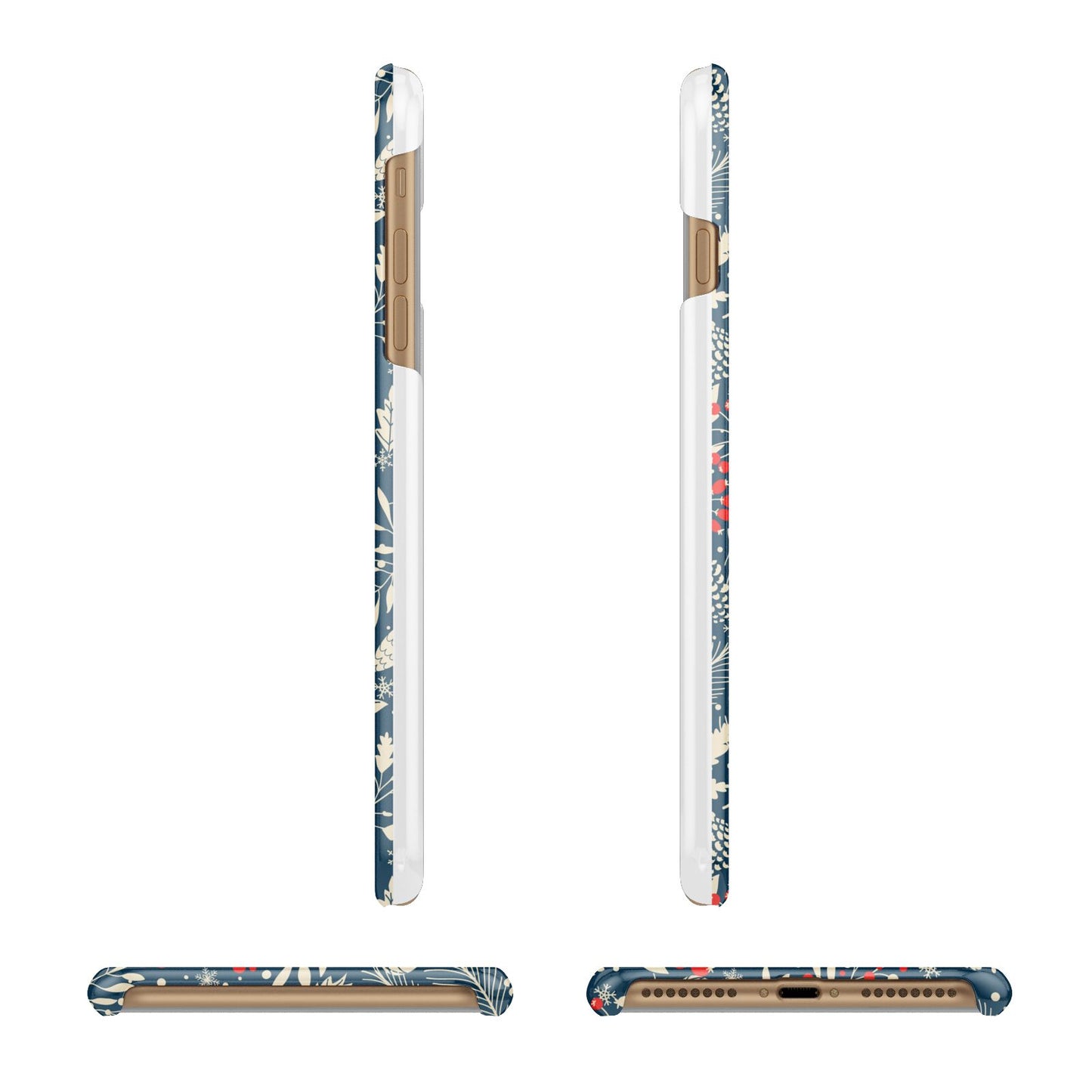 Christmas Floral Apple iPhone 7 Plus 3D Wrap Snap Case Angled Images