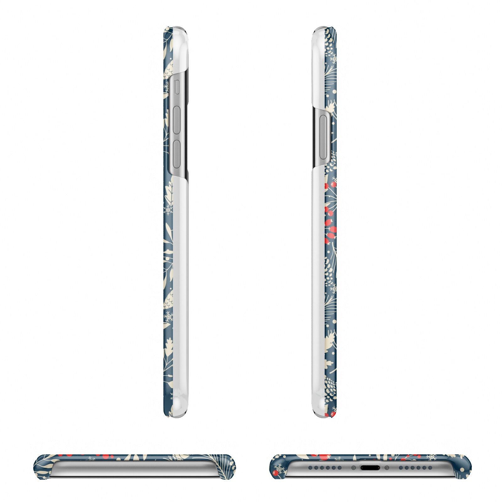 Christmas Floral Apple iPhone XR 3D Wrap Snap Case Angled Images on White Phone