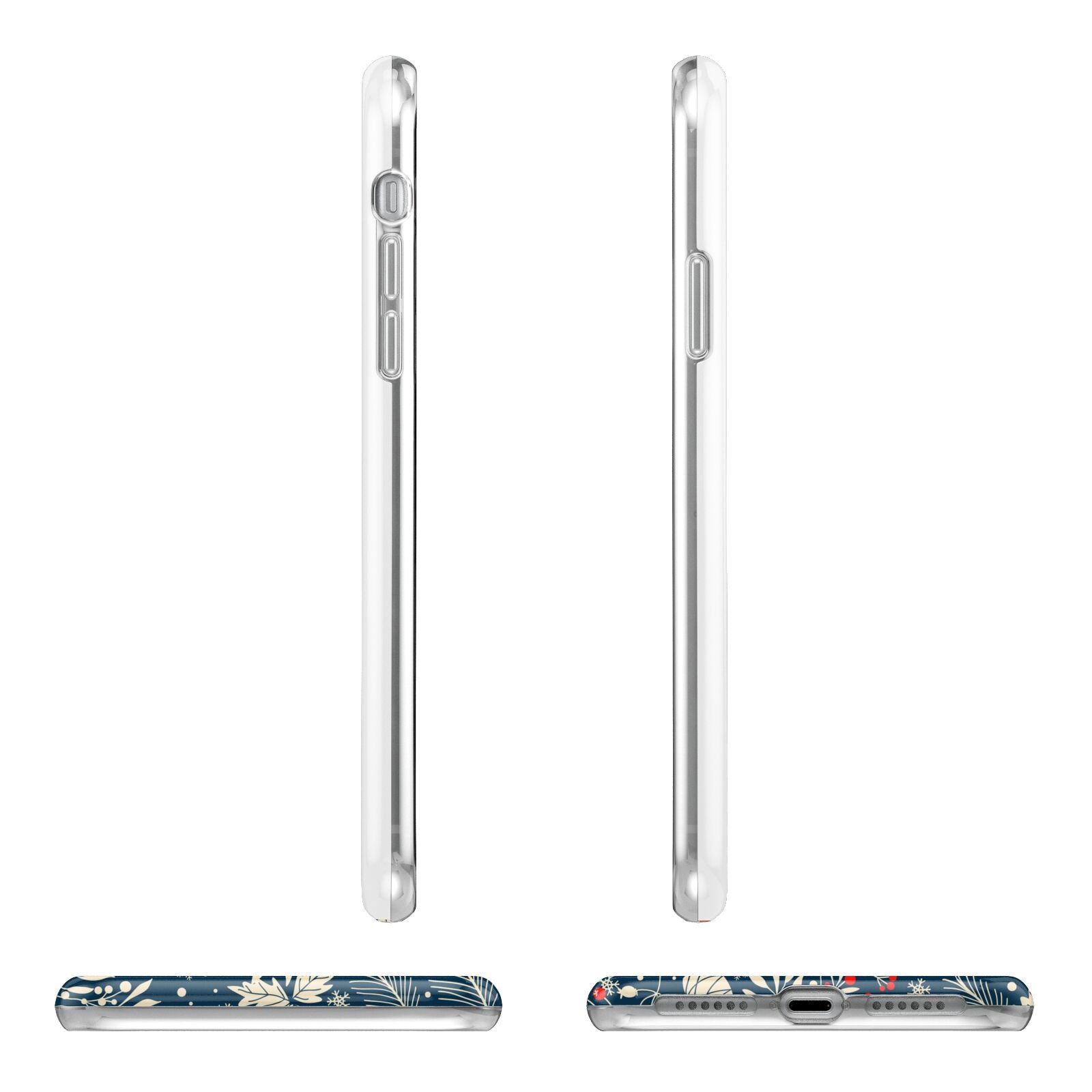 Christmas Floral Apple iPhone XR in White with 3D Wrap Tough Case Alternative Image Angles