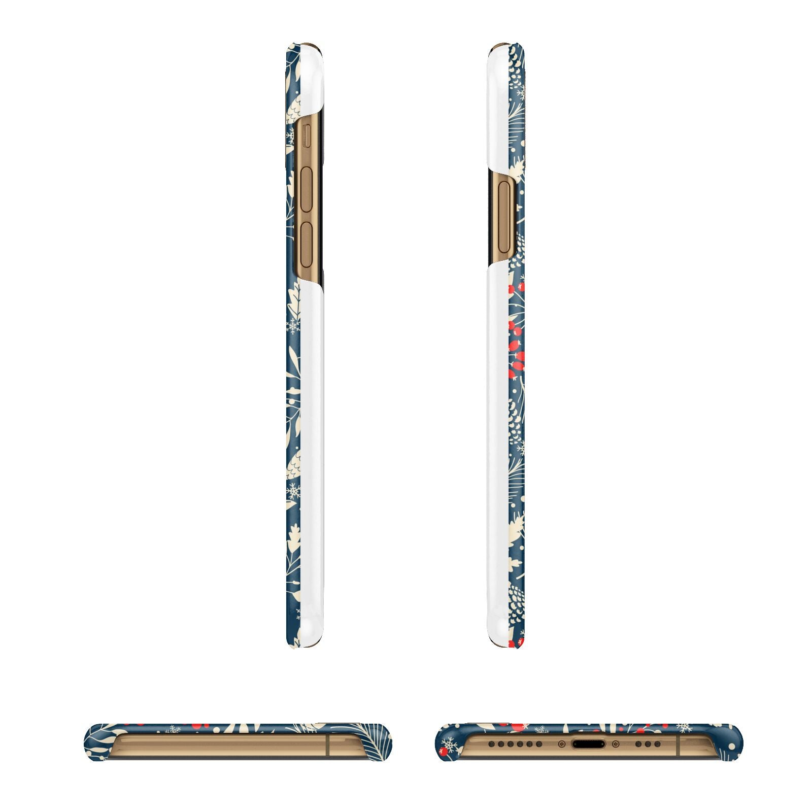 Christmas Floral Apple iPhone Xs 3D Wrap Snap Case Angled Images