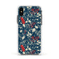Christmas Floral Apple iPhone Xs Impact Case White Edge on Black Phone