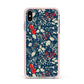 Christmas Floral Apple iPhone Xs Max Impact Case Pink Edge on Gold Phone