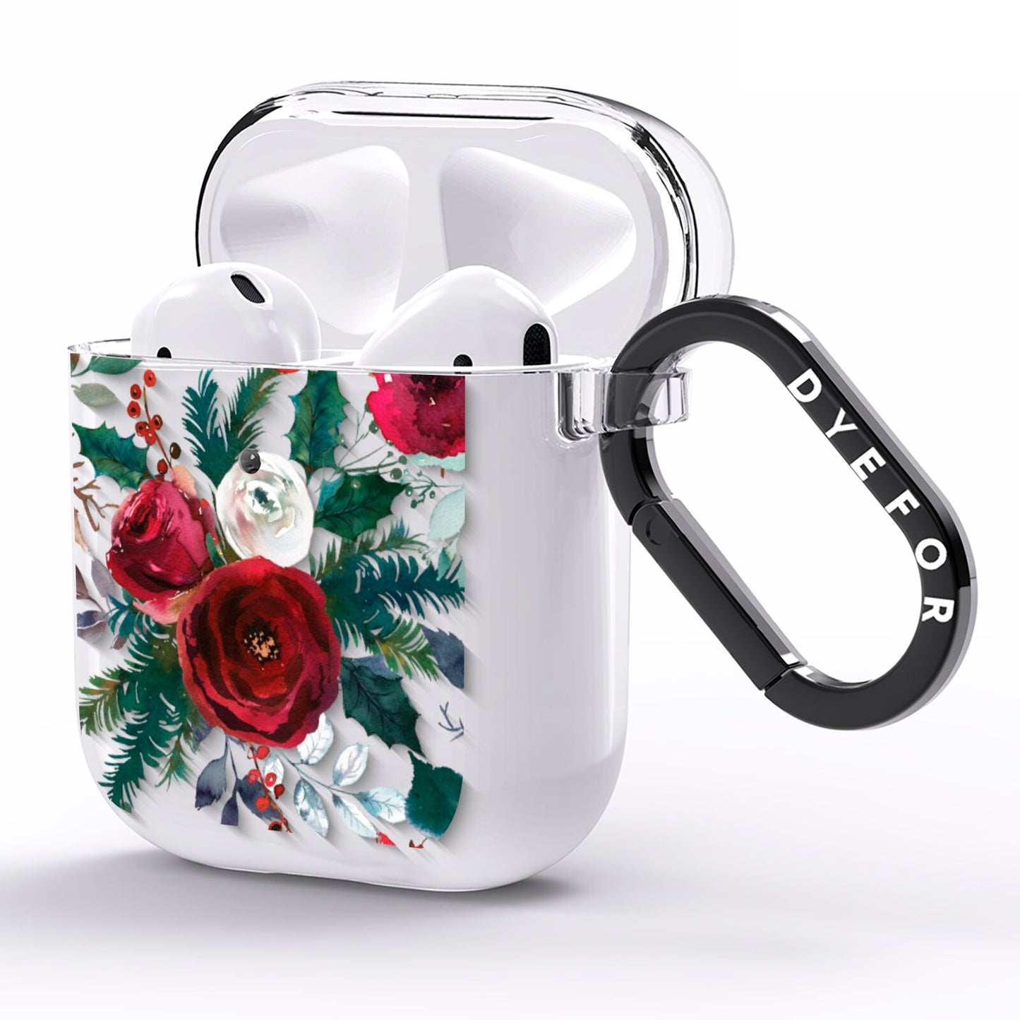 Christmas Floral Pattern AirPods Clear Case Side Image