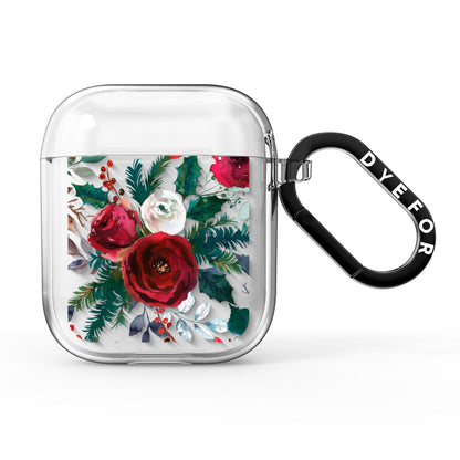 Christmas Floral Pattern AirPods Clear Case