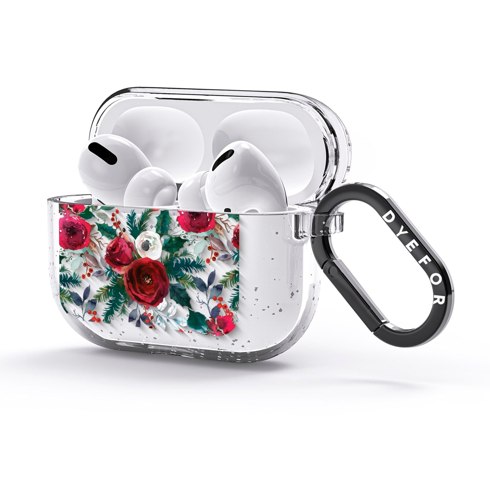 Christmas Floral Pattern AirPods Glitter Case 3rd Gen Side Image