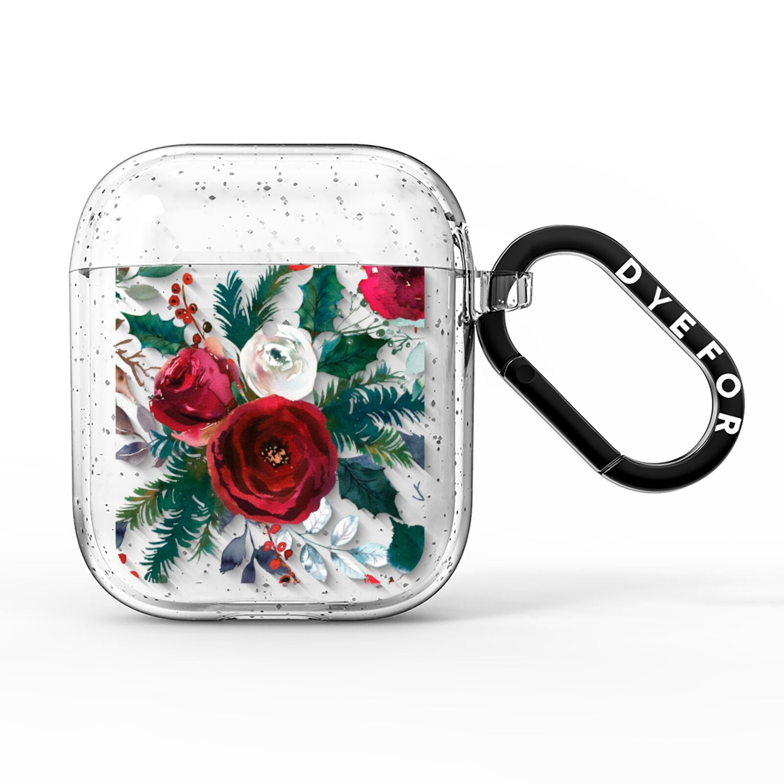 Christmas Floral Pattern AirPods Glitter Case