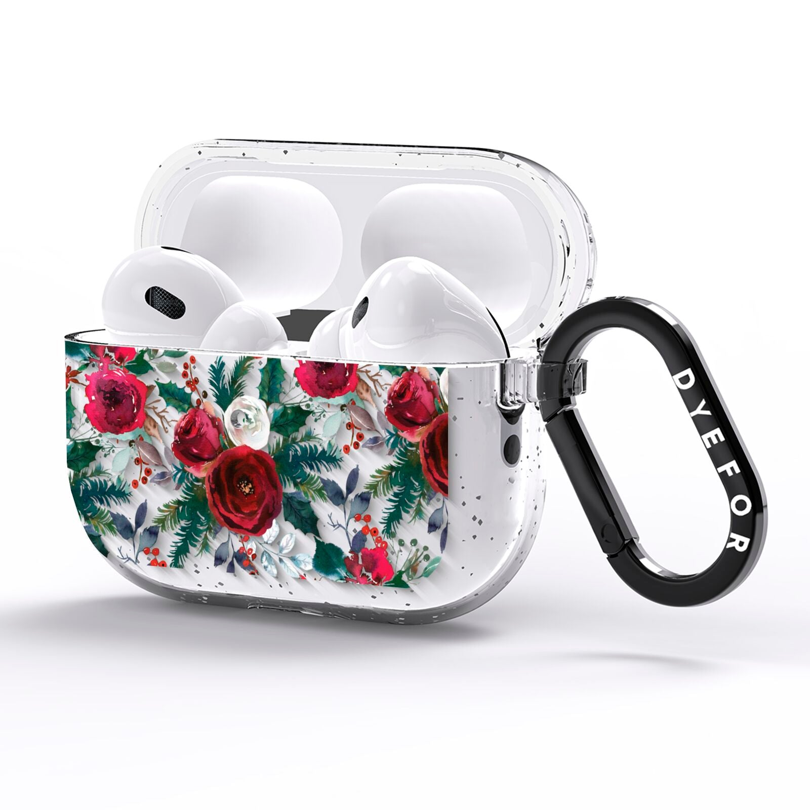 Christmas Floral Pattern AirPods Pro Glitter Case Side Image