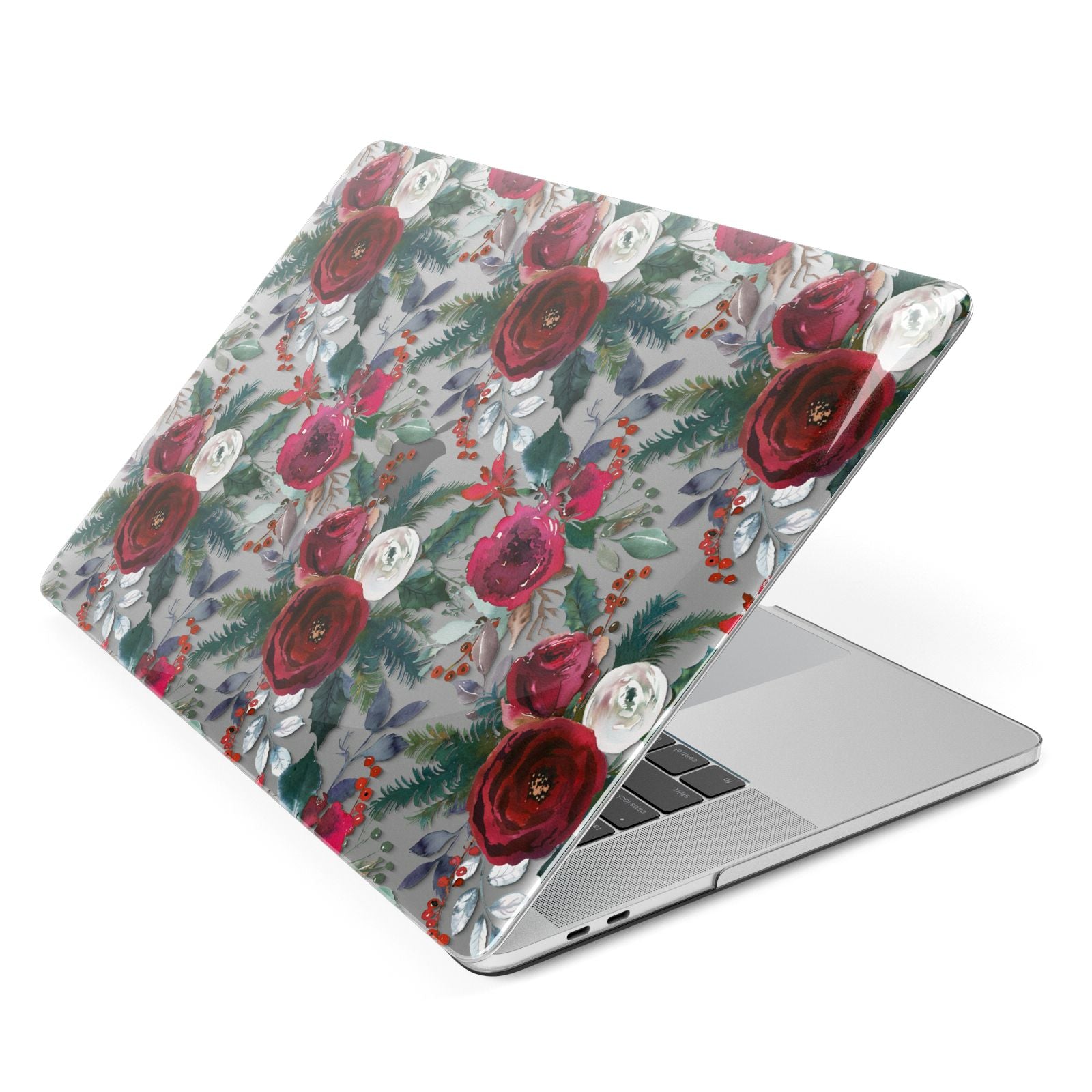 Christmas Floral Pattern Apple MacBook Case Side View
