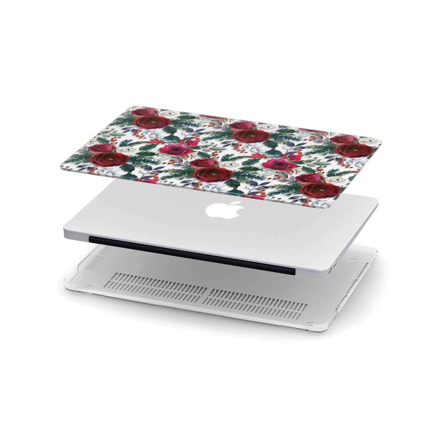 Christmas Floral Pattern Apple MacBook Case in Detail