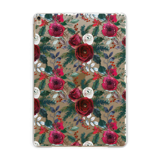 Christmas Floral Pattern Apple iPad Gold Case