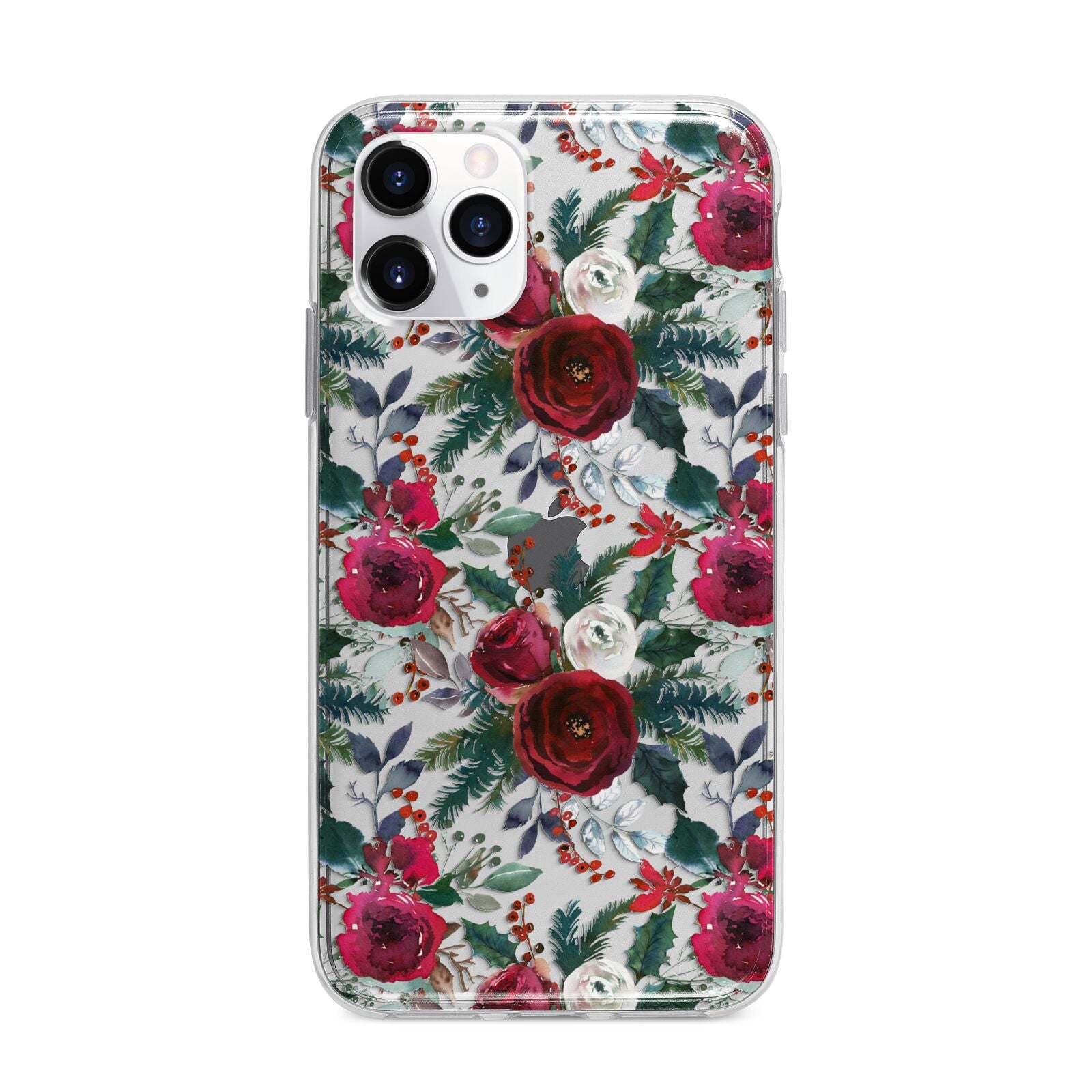 Christmas Floral Pattern Apple iPhone 11 Pro Max in Silver with Bumper Case