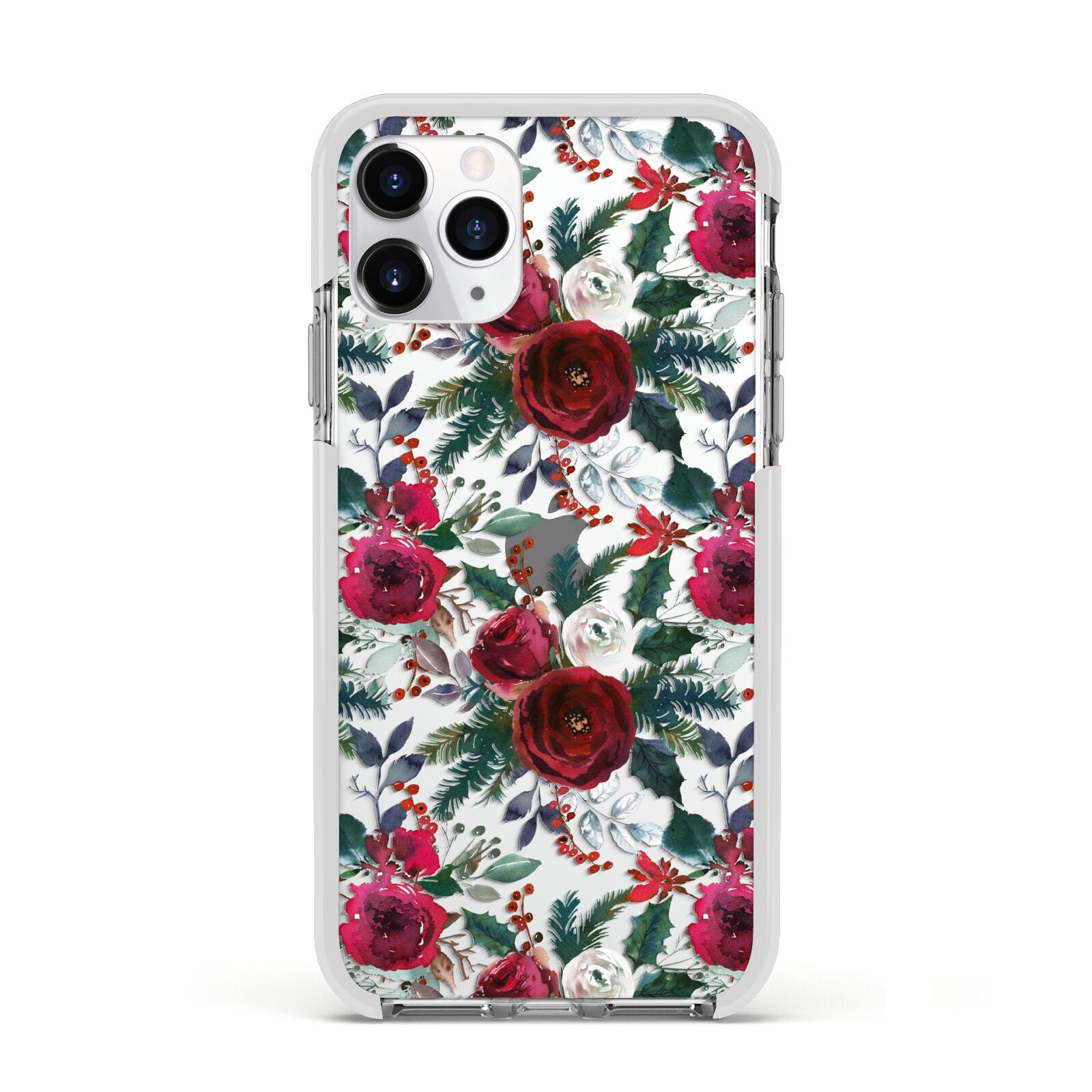 Christmas Floral Pattern Apple iPhone 11 Pro in Silver with White Impact Case