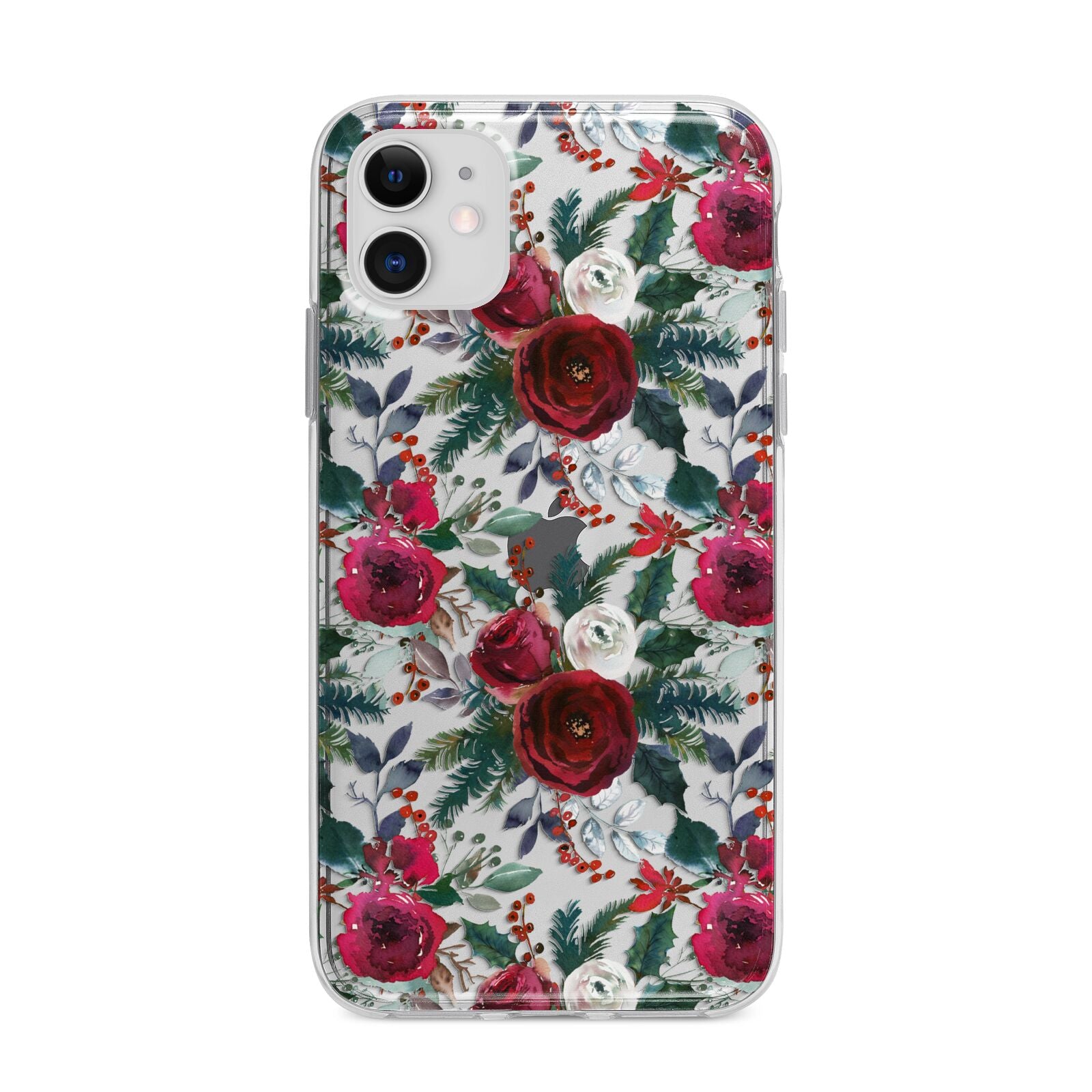 Christmas Floral Pattern Apple iPhone 11 in White with Bumper Case