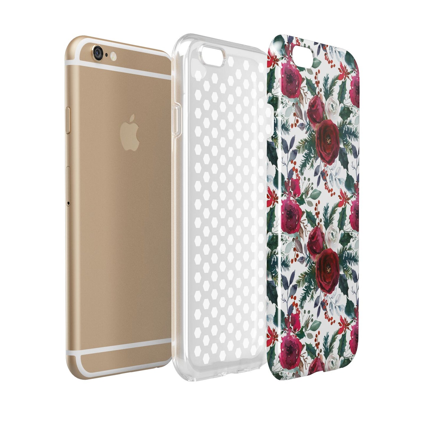 Christmas Floral Pattern Apple iPhone 6 3D Tough Case Expanded view