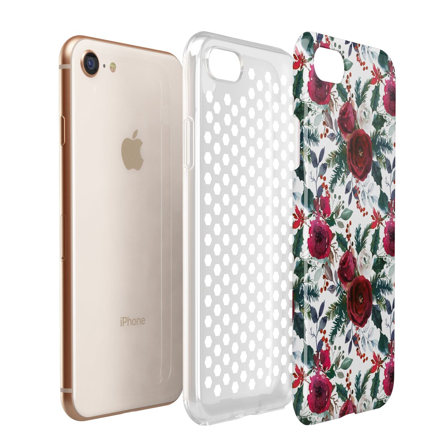 Christmas Floral Pattern Apple iPhone 7 8 3D Tough Case Expanded View