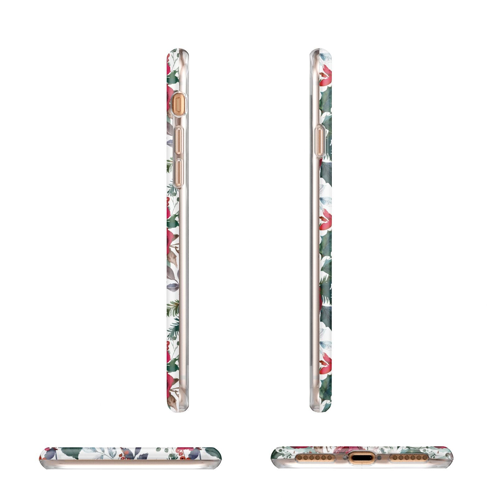 Christmas Floral Pattern Apple iPhone 7 8 3D Wrap Tough Case Alternative Image Angles