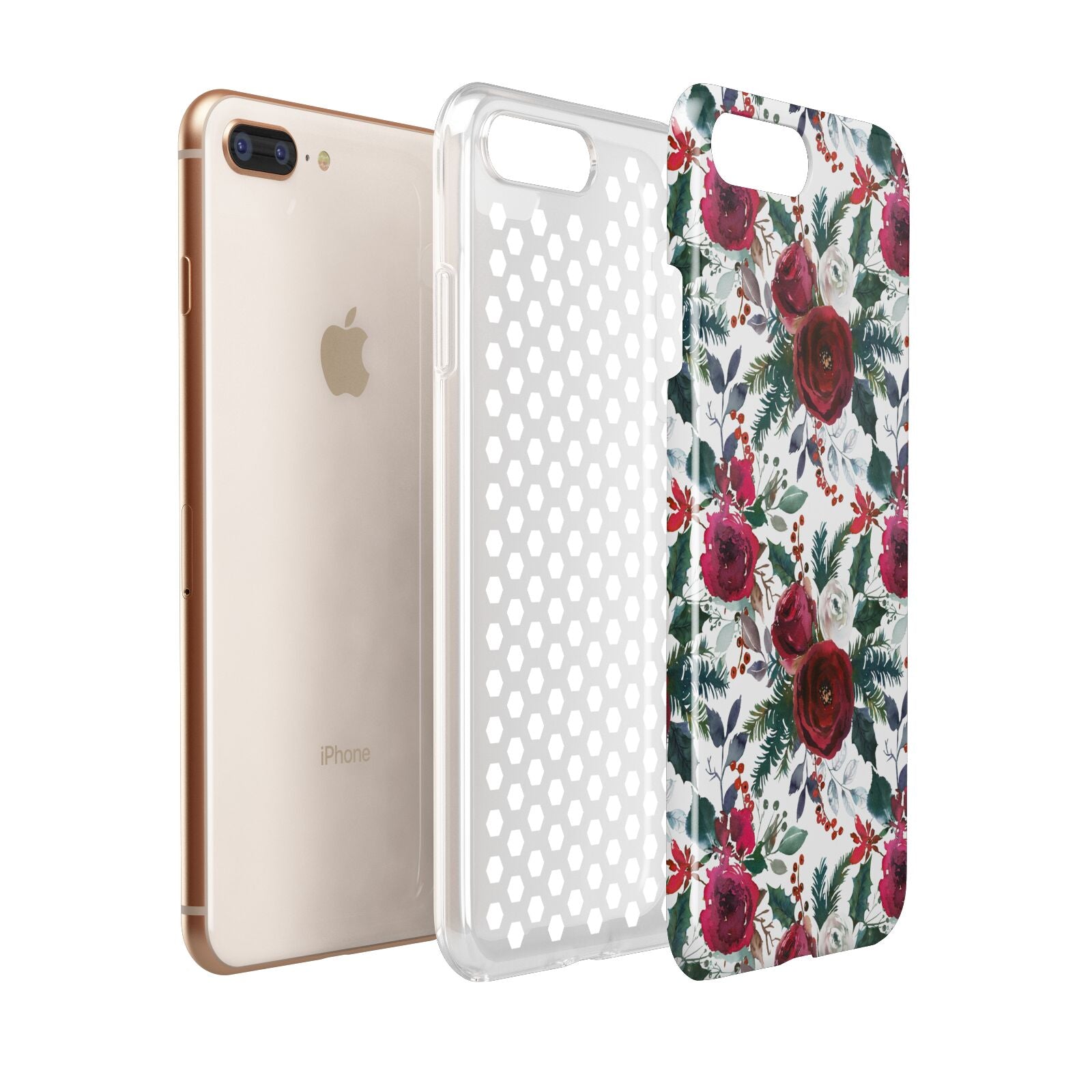 Christmas Floral Pattern Apple iPhone 7 8 Plus 3D Tough Case Expanded View