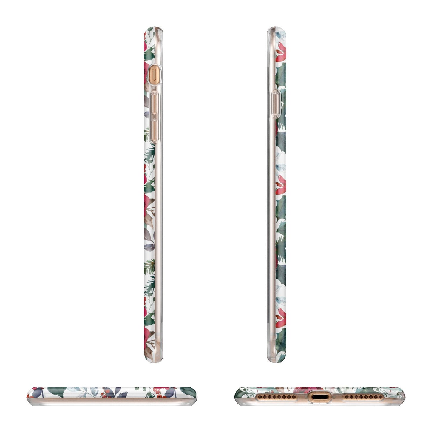 Christmas Floral Pattern Apple iPhone 7 8 Plus 3D Wrap Tough Case Alternative Image Angles