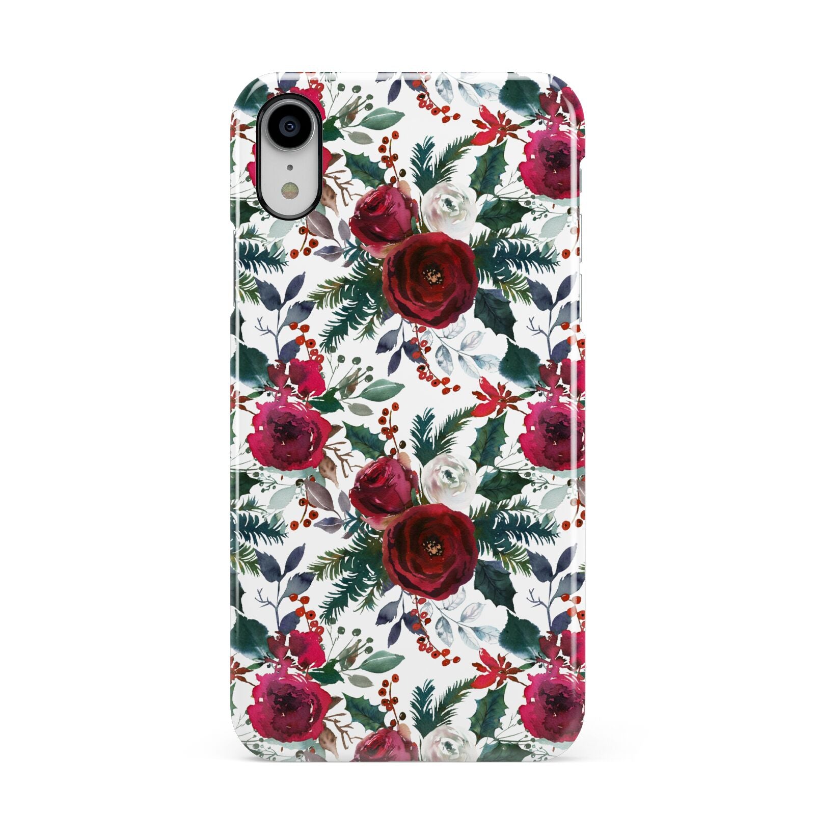 Christmas Floral Pattern Apple iPhone XR White 3D Snap Case