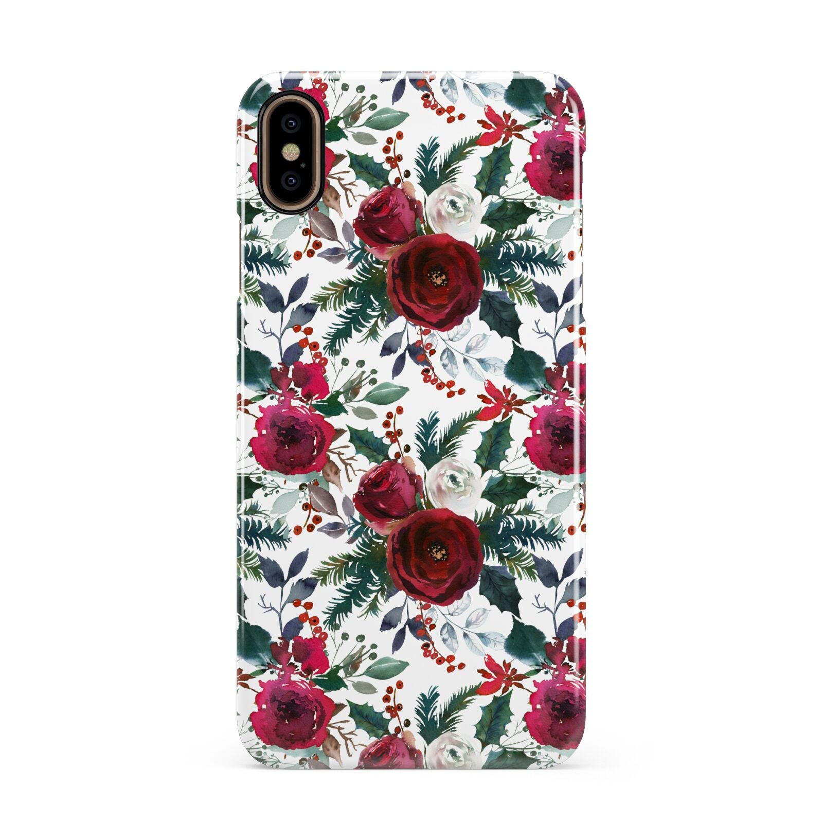 Christmas Floral Pattern Apple iPhone Xs Max 3D Snap Case