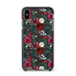Christmas Floral Pattern Apple iPhone Xs Max Impact Case Black Edge on Black Phone
