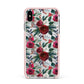Christmas Floral Pattern Apple iPhone Xs Max Impact Case Pink Edge on Silver Phone