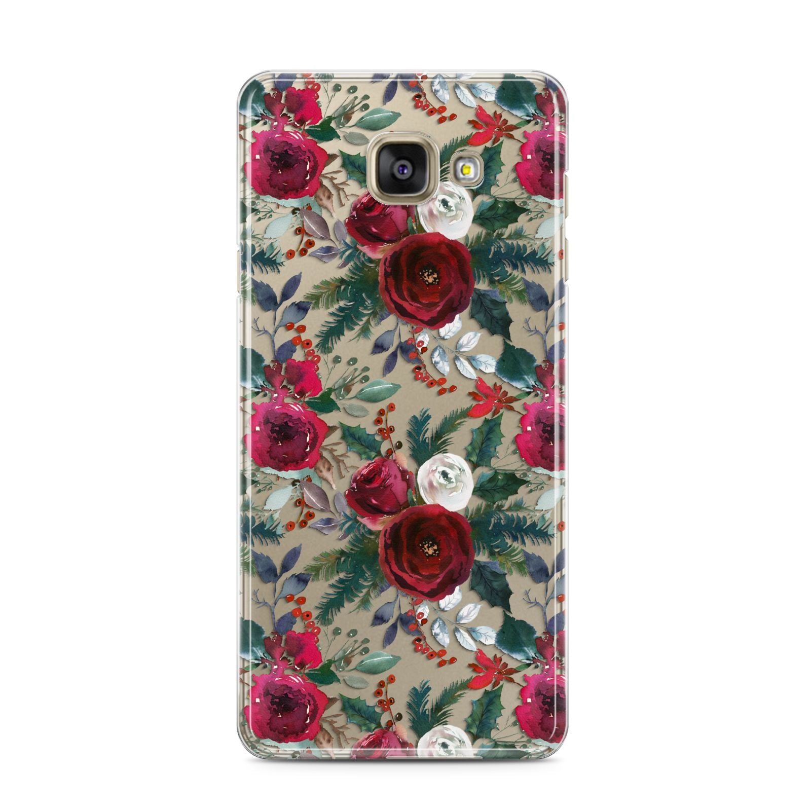 Christmas Floral Pattern Samsung Galaxy A3 2016 Case on gold phone