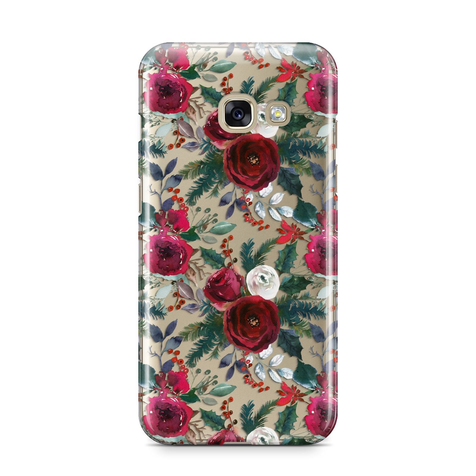 Christmas Floral Pattern Samsung Galaxy A3 2017 Case on gold phone