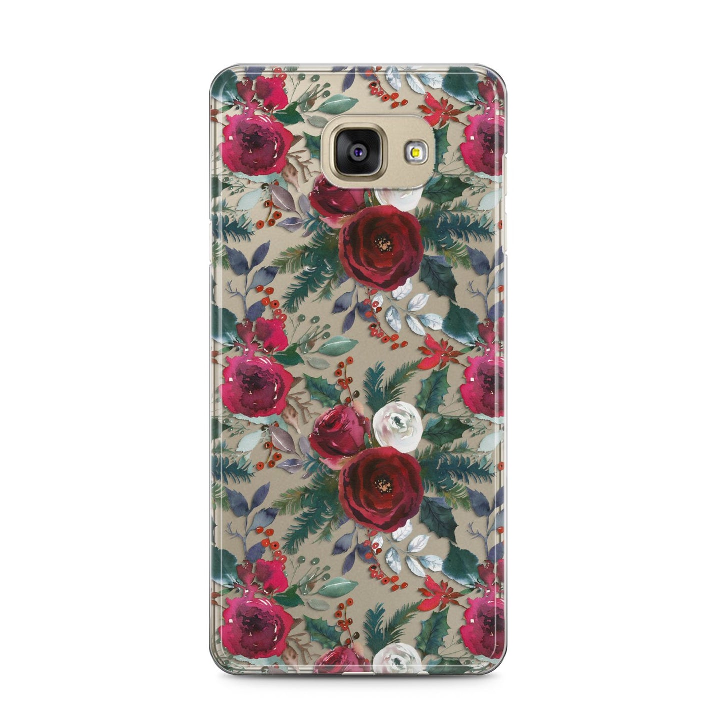 Christmas Floral Pattern Samsung Galaxy A5 2016 Case on gold phone
