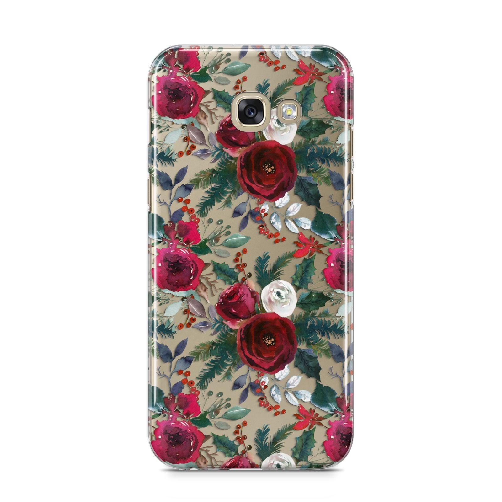 Christmas Floral Pattern Samsung Galaxy A5 2017 Case on gold phone