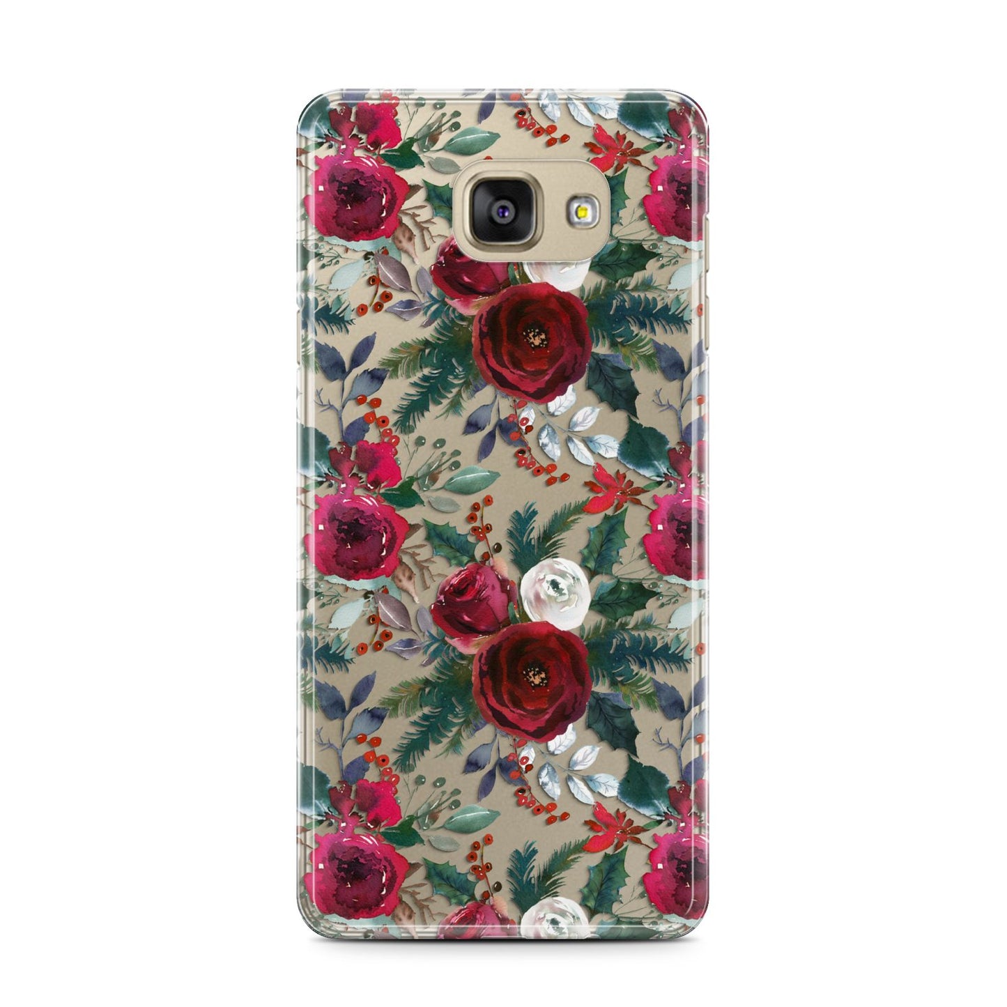 Christmas Floral Pattern Samsung Galaxy A7 2016 Case on gold phone
