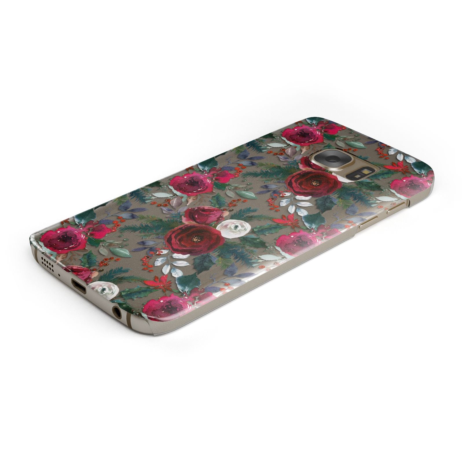 Christmas Floral Pattern Samsung Galaxy Case Bottom Cutout