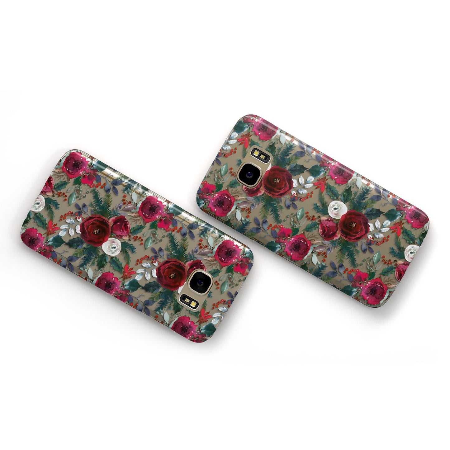 Christmas Floral Pattern Samsung Galaxy Case Flat Overview