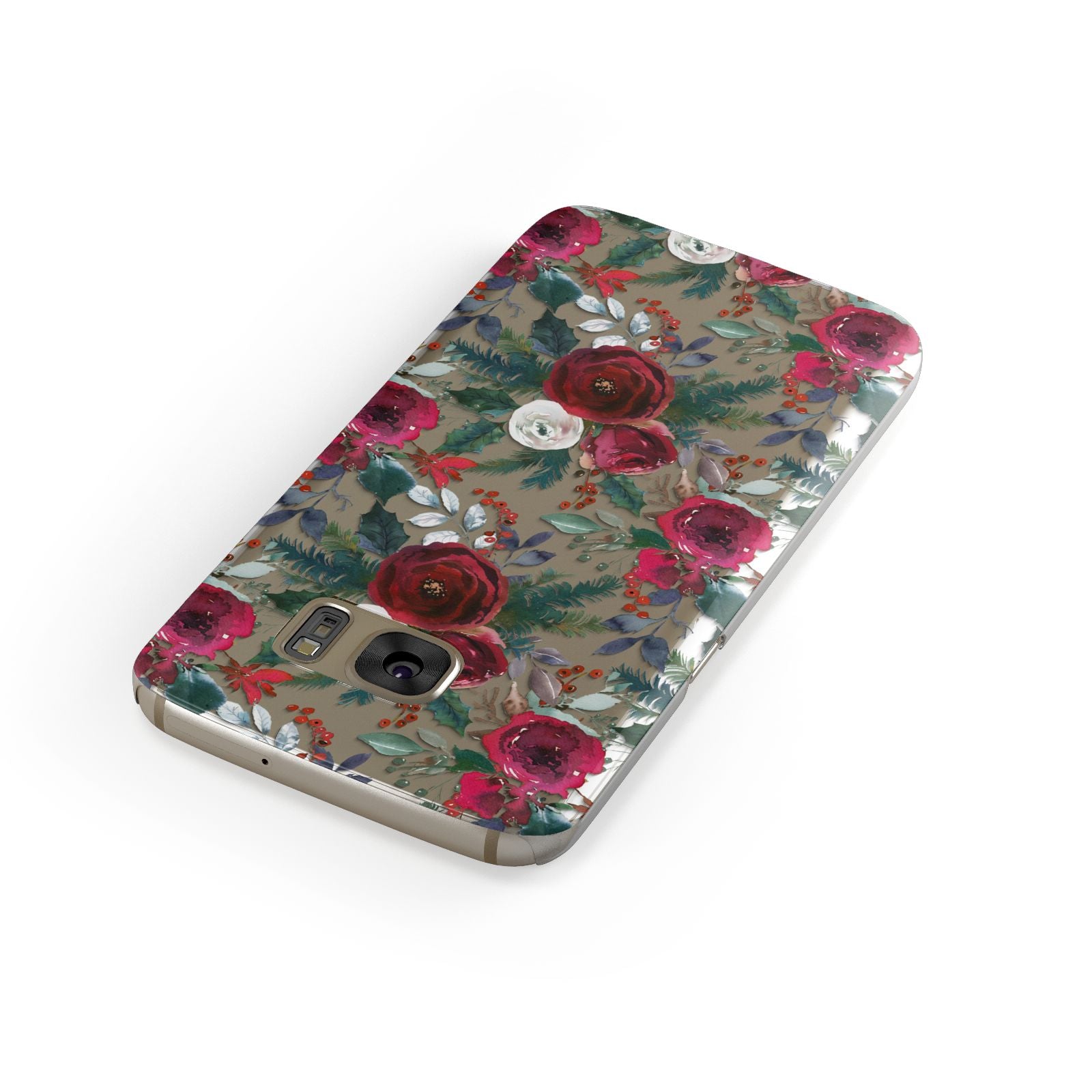 Christmas Floral Pattern Samsung Galaxy Case Front Close Up