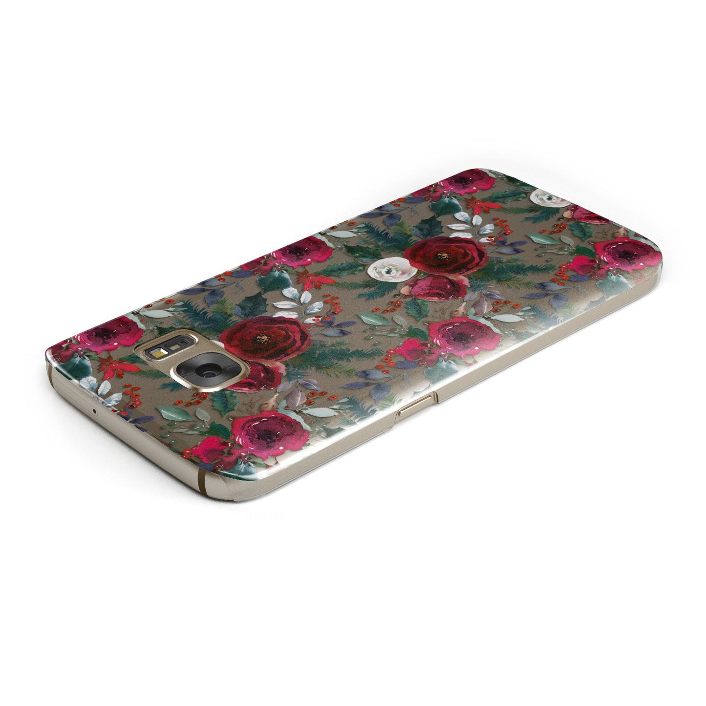 Christmas Floral Pattern Samsung Galaxy Case Top Cutout