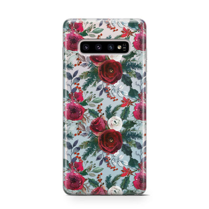 Christmas Floral Pattern Samsung Galaxy S10 Case