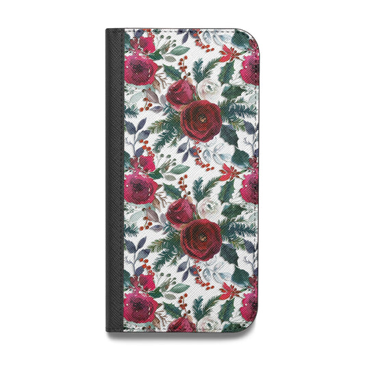 Christmas Floral Pattern Vegan Leather Flip iPhone Case