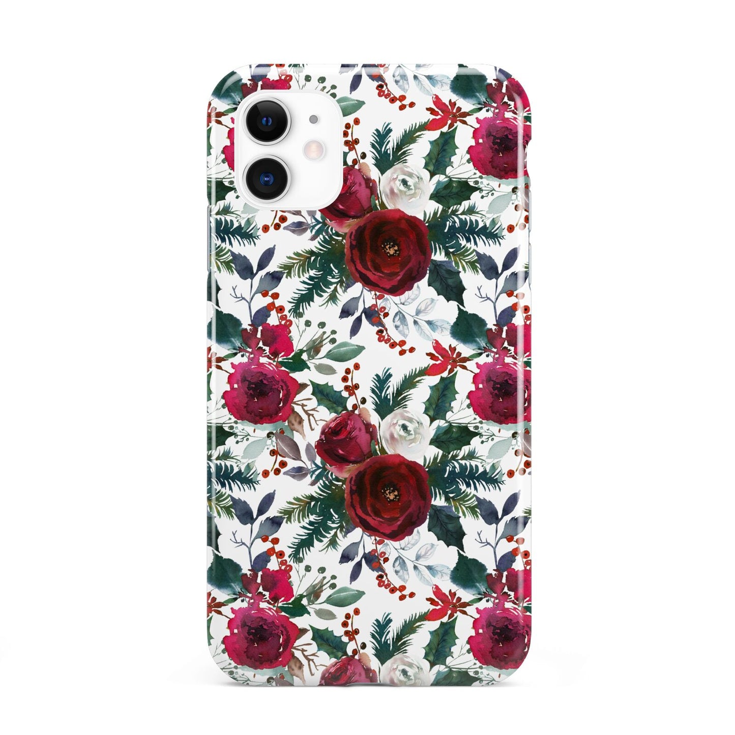 Christmas Floral Pattern iPhone 11 3D Tough Case