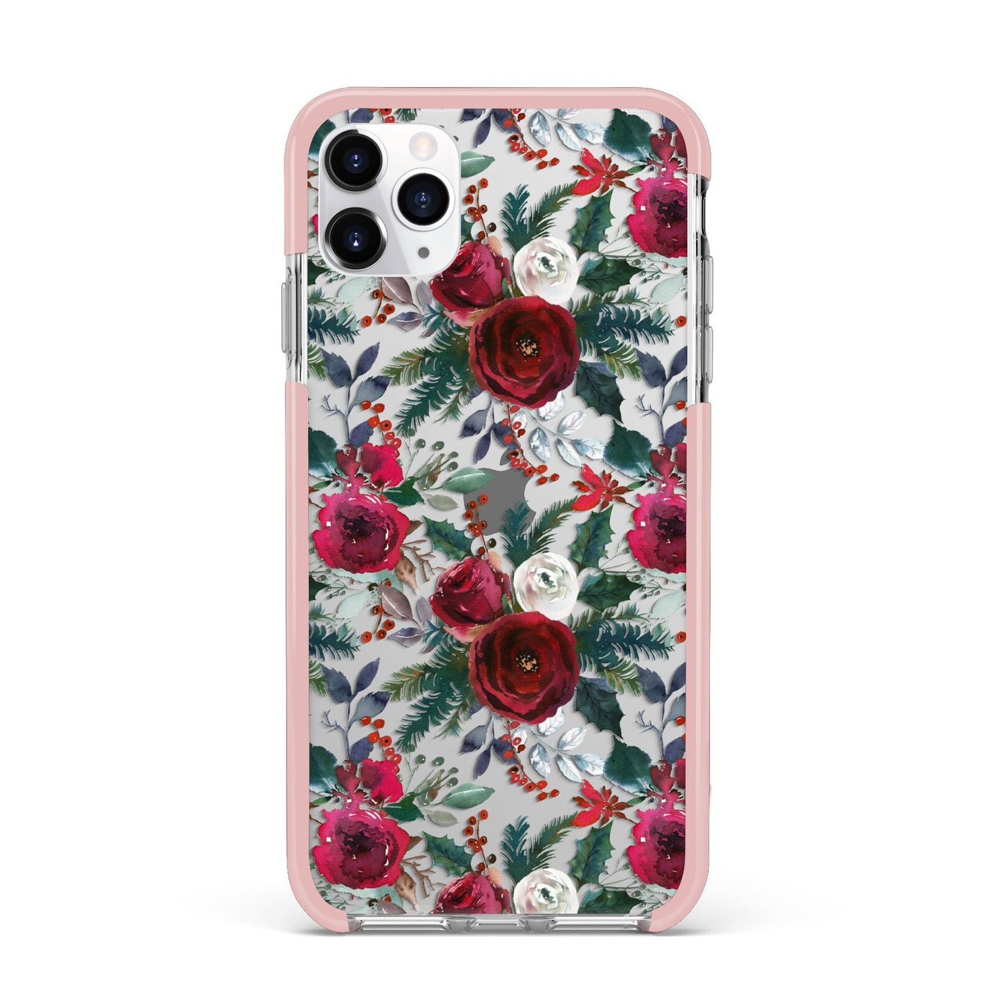 Christmas Floral Pattern iPhone 11 Pro Max Impact Pink Edge Case