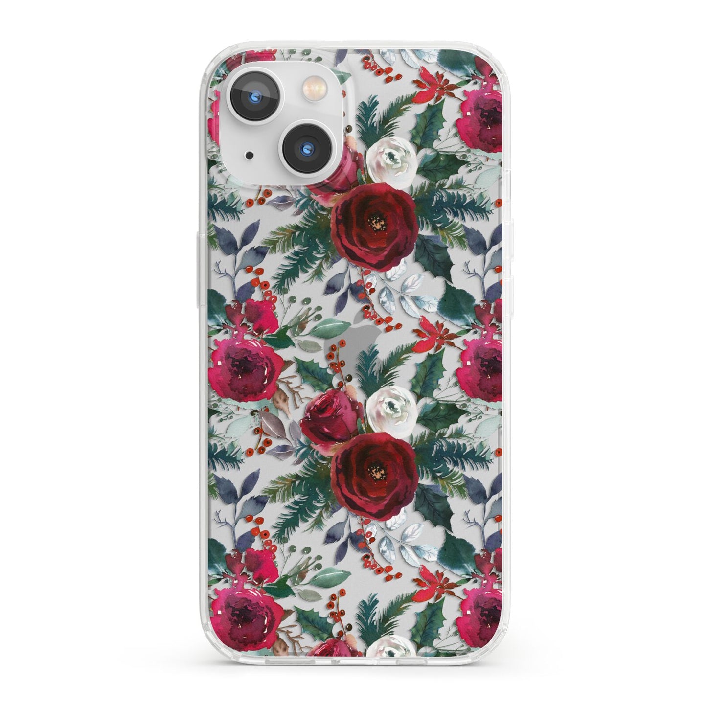 Christmas Floral Pattern iPhone 13 Clear Bumper Case