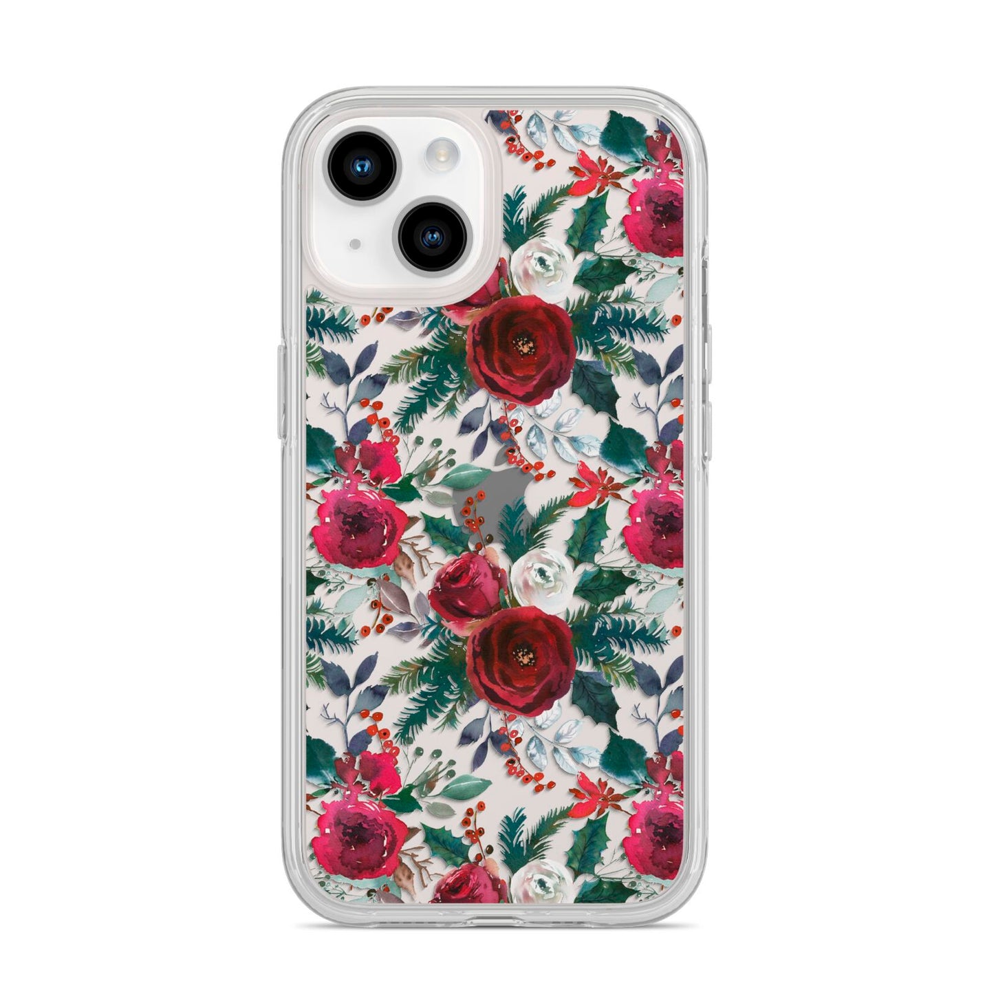 Christmas Floral Pattern iPhone 14 Clear Tough Case Starlight