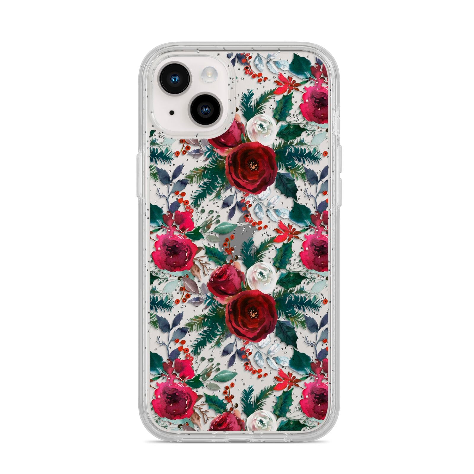 Christmas Floral Pattern iPhone 14 Plus Glitter Tough Case Starlight