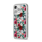 Christmas Floral Pattern iPhone 14 Pro Max Clear Tough Case Silver Angled Image