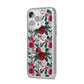 Christmas Floral Pattern iPhone 14 Pro Max Glitter Tough Case Silver Angled Image