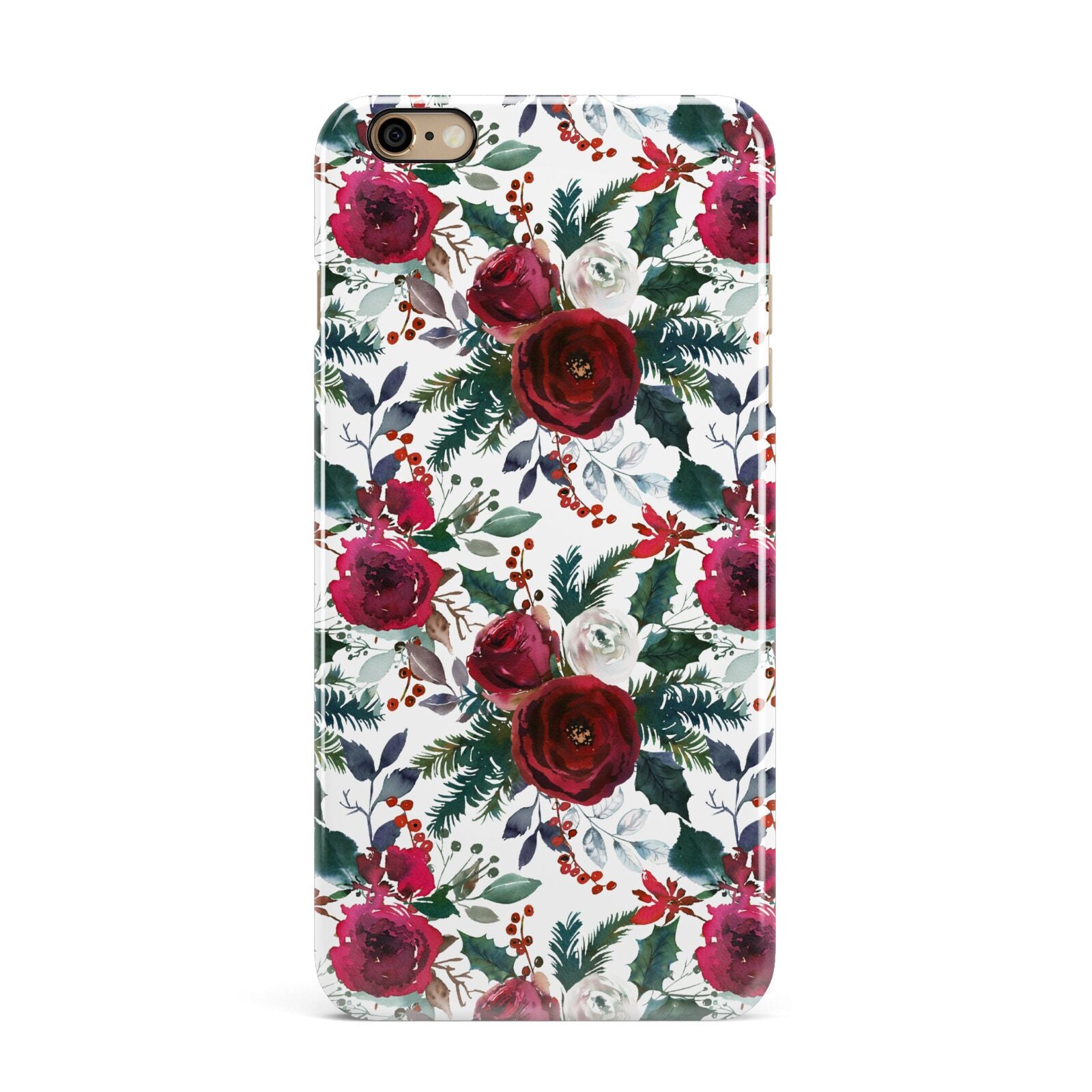 Christmas Floral Pattern iPhone 6 Plus 3D Snap Case on Gold Phone