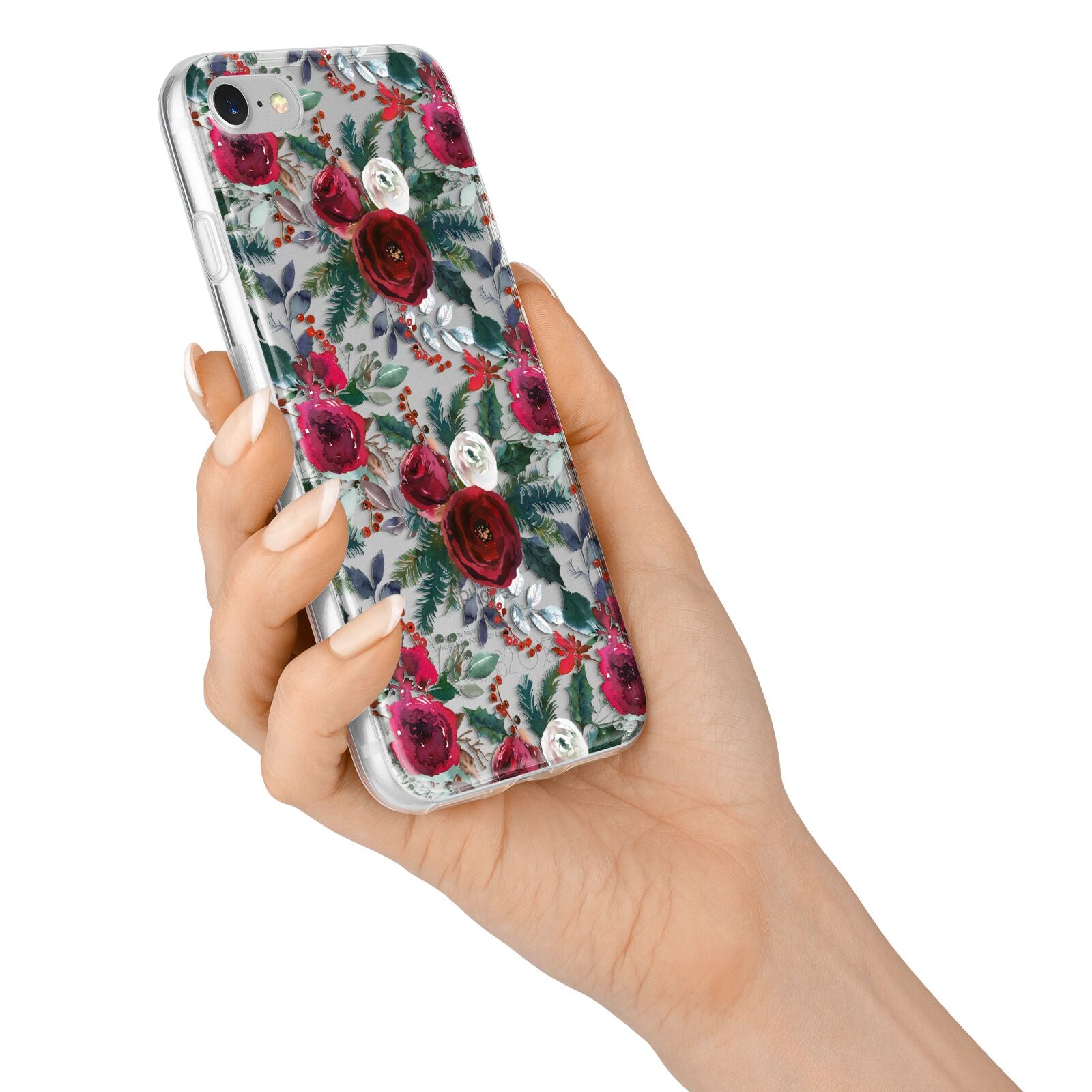 Christmas Floral Pattern iPhone 7 Bumper Case on Silver iPhone Alternative Image