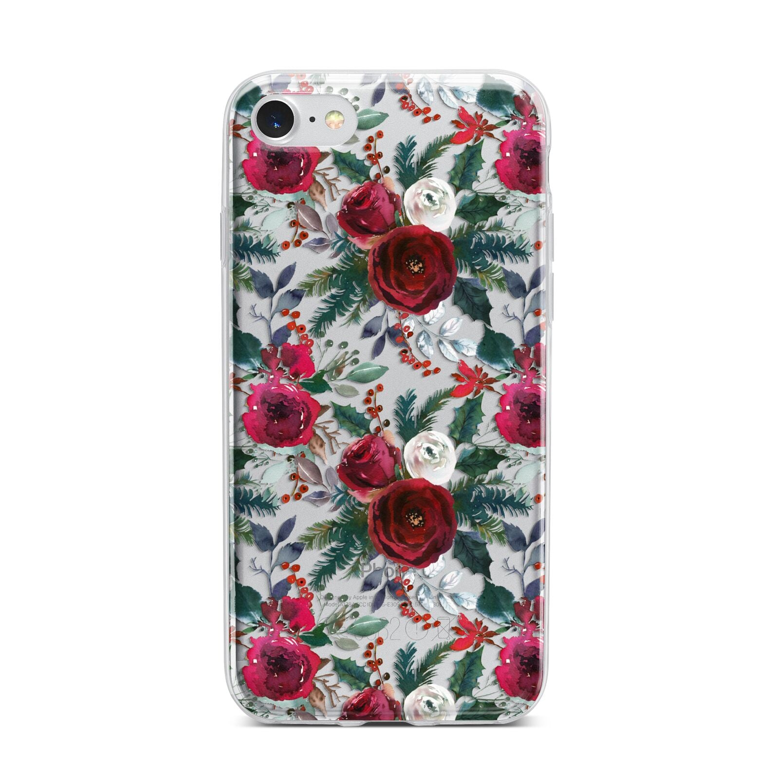 Christmas Floral Pattern iPhone 7 Bumper Case on Silver iPhone