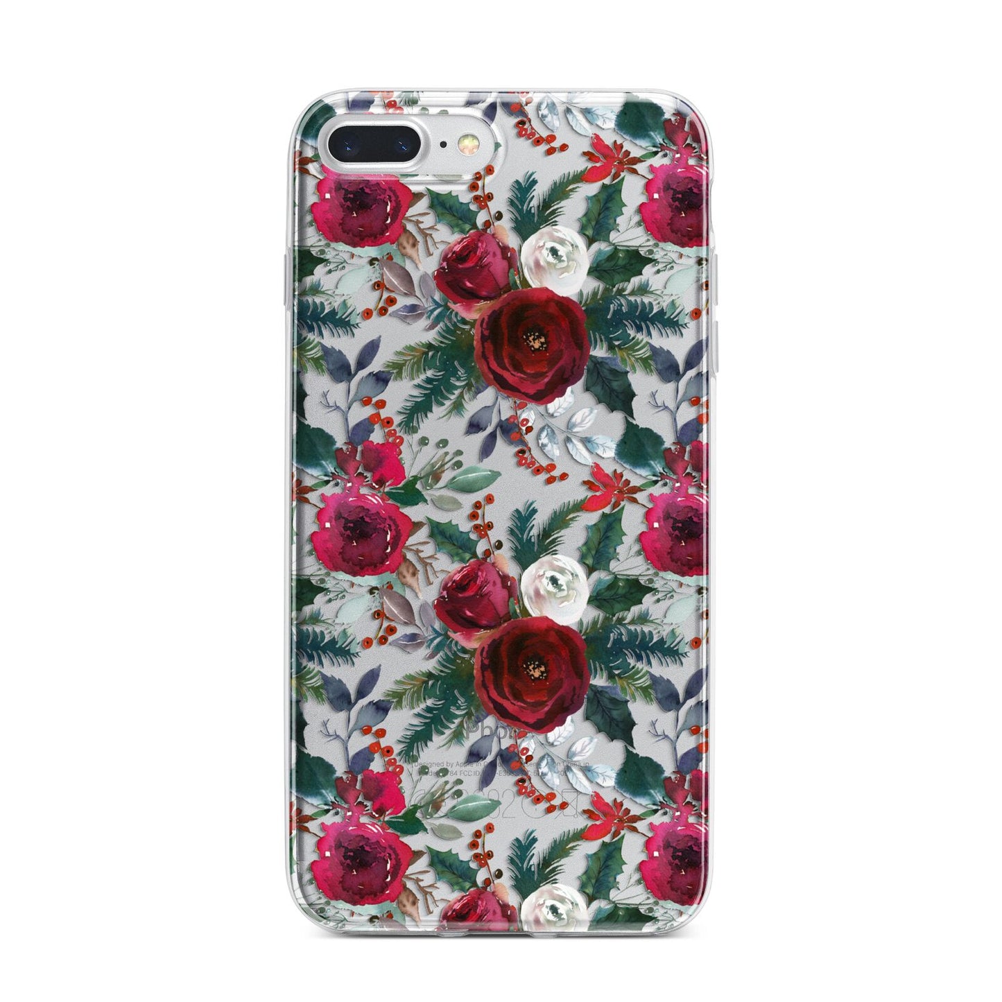 Christmas Floral Pattern iPhone 7 Plus Bumper Case on Silver iPhone